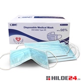 Mund-Nasen-Maske, 3-lagig, 50 Stück, Typ IIR, EN14683 | HILDE24 GmbH